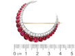 Victorian Thai Ruby and Diamond Crescent Brooch size