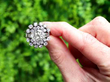 Rose Cut Diamond Cluster Ring in Platinum outside