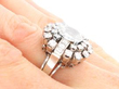 Rose Cut Diamond Cluster Ring in Platinum wearing