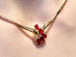 Vintage Ruby Necklace in 18k Yellow Gold on neck