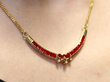 Vintage Yellow Gold and Ruby Necklace on neck