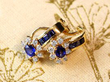 Sapphire and Diamond Earrings in Yellow Gold