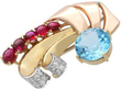 Antique Aquamarine Ruby and Diamond Brooch