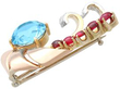 Antique Aquamarine Ruby and Diamond Brooch