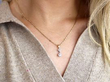 Diamond Drop Pendant Necklace in 9ct Gold on neck