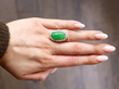 Antique Oval Jade Ring on hand