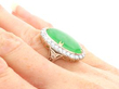 Antique Oval Jade Ring on finger