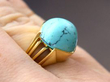 Vintage Yellow Gold Turquoise Ring on finger