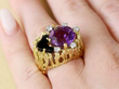 Vintage Amethyst and Onyx Ring wearing