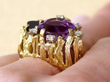Vintage Amethyst and Onyx Ring on hand
