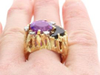 Vintage Amethyst and Onyx Ring on finger