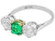 Antique Emerald and Diamond Trilogy Ring