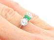 Antique Emerald and Diamond Platinum Trilogy Ring on hand