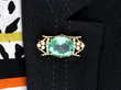 Birks Brooch with Aquamarine and Pearls wearing