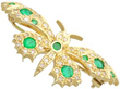 Vintage Emerald Butterfly Brooch in Gold