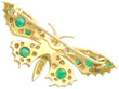 Vintage Emerald Butterfly Brooch in Gold reverse