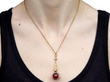 Wearing Antique Garnet Pendant Necklace in Gold