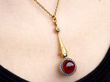 Antique Garnet Pendant Necklace Around Neck