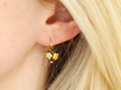 Floral Enamel and Diamond Heart Earrings wearing