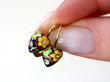 Floral Enamel and Diamond Heart Earrings