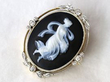 Antique Black Cameo Brooch in Yellow Gold