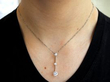 Antique Three Diamond Pendant Necklace wearing