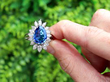 Pear Cut Sapphire Ring with Marquise Diamonds