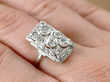 Rectangular Multi Diamond Dress Ring on hand