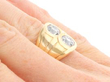 Mens Antique Diamond Ring in Yellow Gold on hand