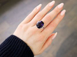 Cushion Cut Amethyst Engagement Ring on hand