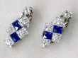 Art Deco Platinum Diamond & Sapphire Earrings