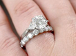diamond rings stacked on finger