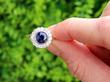 Round Sapphire Cluster Ring in Yellow Gold outside
