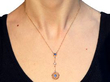 Edwardian Sapphire Pendant Necklace in Gold wearing
