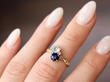 wearing sapphire diamond ring