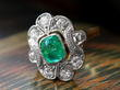 emerald and diamond yellow gold ring