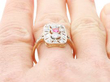 1920s Ruby and Diamond Dress Ring on finger