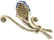 Beaded Sapphire and Diamond Flower Brooch reverse