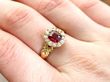 Yellow Gold Ruby Ring on Hand
