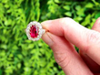 Second Hand Ruby and Diamond Cluster Natural Liight