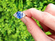 Certified Ceylon Blue Sapphire Ring with Diamonds Natural Lighting