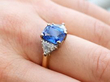 Certified Ceylon Blue Sapphire Ring with Diamonds