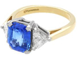 Yellow Gold Ceylon Blue Sapphire Ring with Diamonds