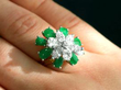 Jade and Diamond Floral Cocktail Ring