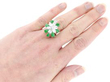 Wearing Jade and Diamond Floral Cocktail Ring