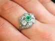 Wearing Art Deco Emerald and Diamond Dress Ring