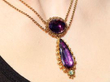 Large Amethyst Yellow Gold Pendant being worn