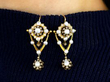 Hanging Antique Pearl Chandelier Earrings in Yellow Gold
