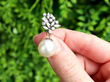 Vintage Cultured Pearl and Diamond Earrings Outside