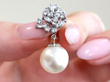 Vintage Cultured Pearl and Diamond Earrings Natural Light